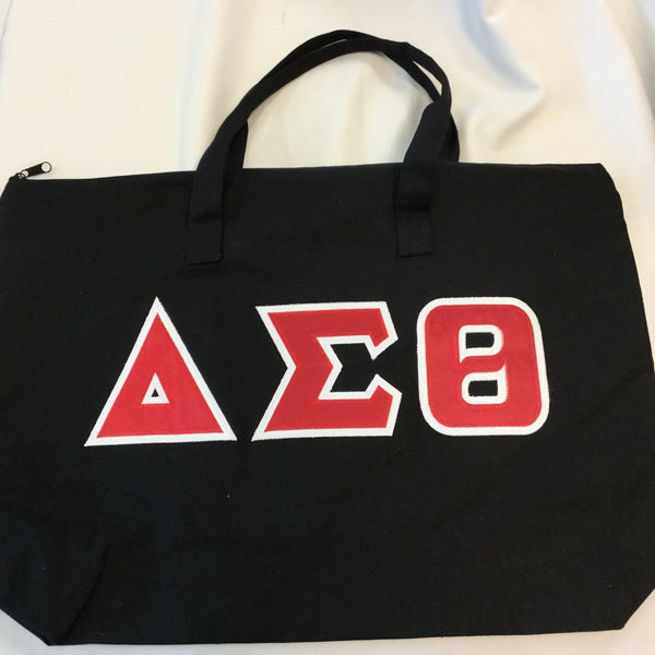 Monogrammed Appliqued Zipper Tote Bag