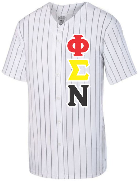 Phi Sigma Nu Pinstripe Baseball Jersey – 3 Sisters Embroidery