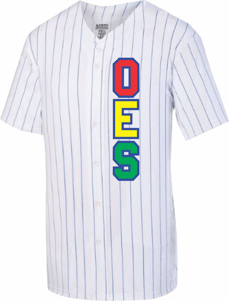 OES Pinstripe Baseball Jersey – 3 Sisters Embroidery