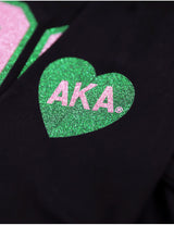 AKA Date Glitter Print Long Sleeve Tee