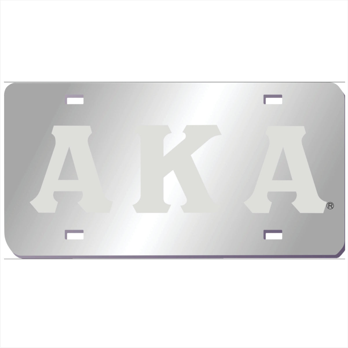 AKA Silver Satin Mirror Auto Tag