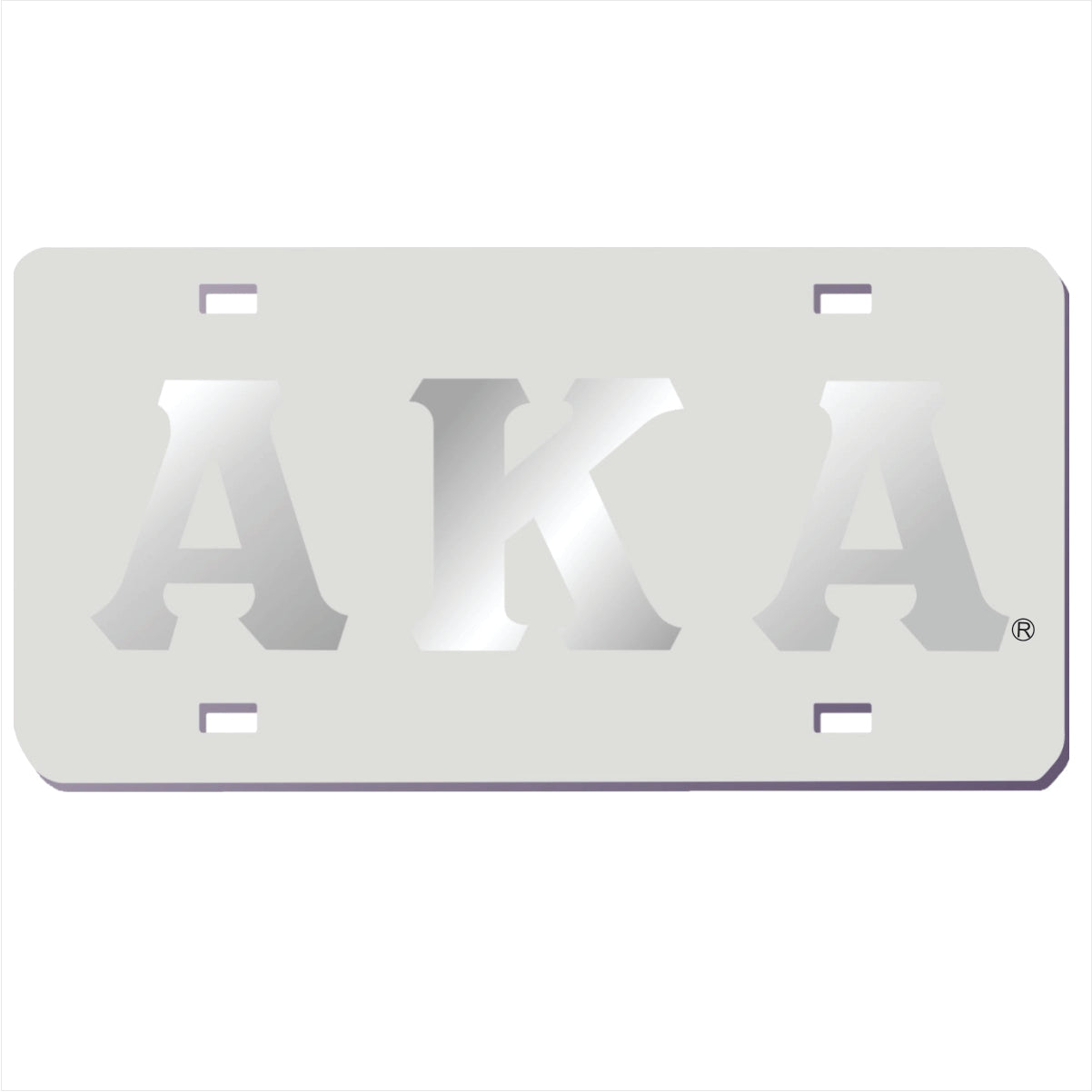 AKA Silver Mirror Satin Auto Tag