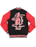 Delta Sigma Theta DST fleece snap up jacket red  and black lightweight embroidered 