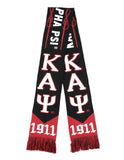 Kappa Alpha Psi 1911 Greek Winter Knit Neck Scarf Acrylic Crimson Cream Black