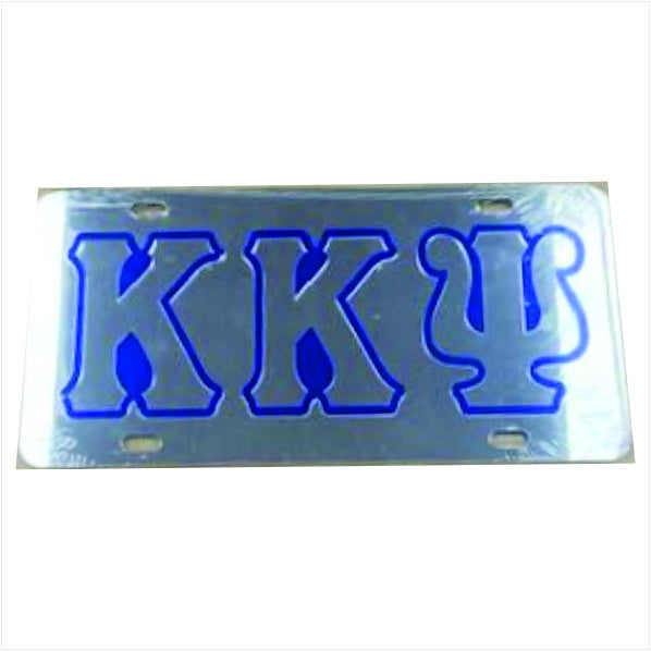 KKPsi Silver Outline Mirror Auto Tag