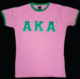 AKA Satin Letter Ringer Tee