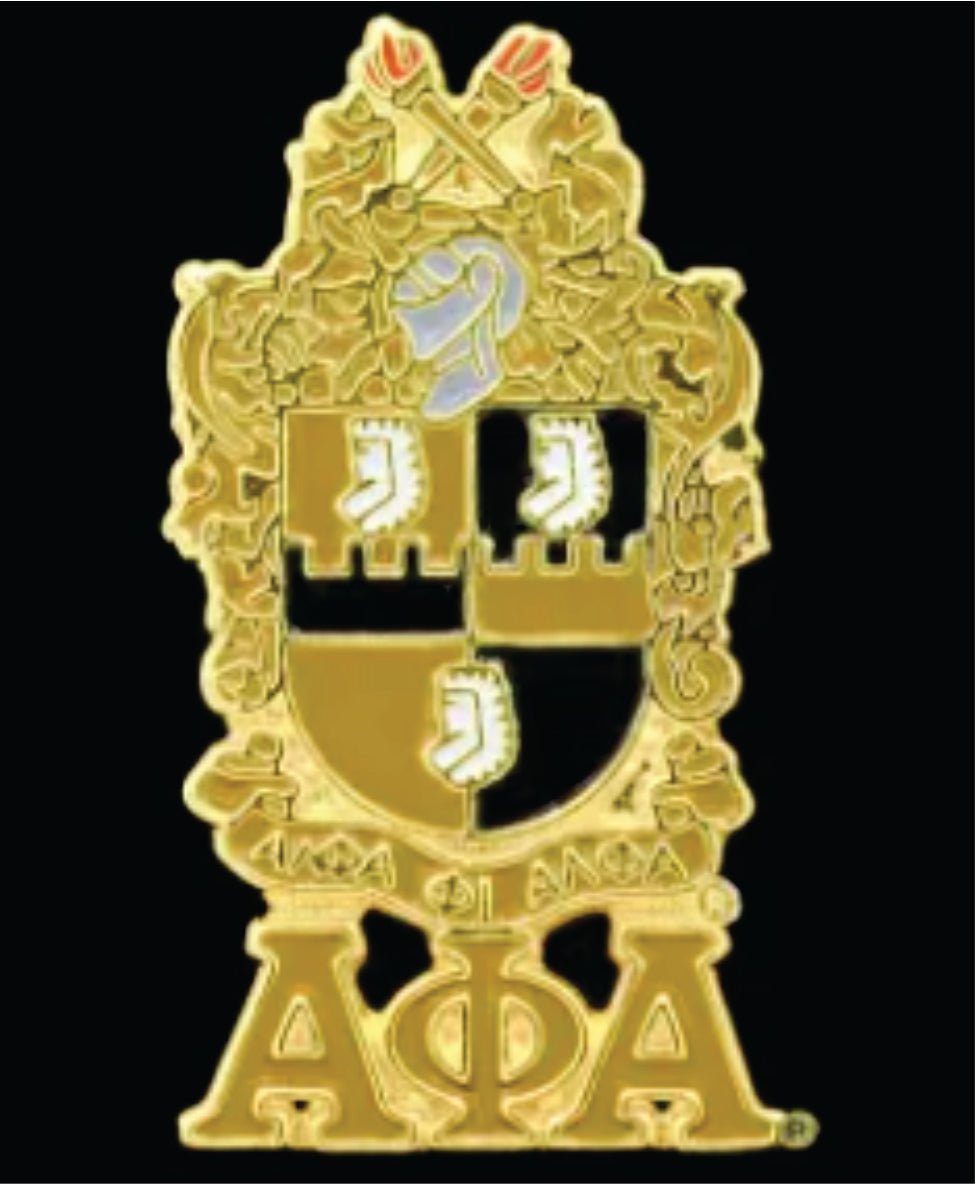 Alpha Shield and Letter Lapel Pin