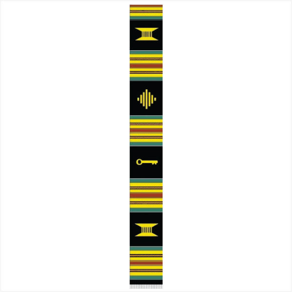 Plain Black Letters Kente Cloth Stole