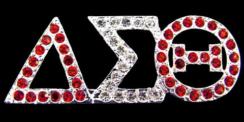 Delta Silver Austrian Red and Crystal Pin