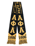 Alpha Phi Alpha 1906 Greek Winter Knit Neck Scarf Acrylic Black and Gold