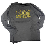Alpha Phi Alpha 1906 embroidered long sleeve tee black with black and old gold embroidery