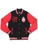 Delta Sigma Theta DST fleece snap up jacket red  and black lightweight embroidered 