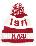 Kappa Alpha Psi 1911 Nupe Greek Beanie Hat Toboggan Winter Knit Crimson and Cream