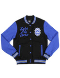 Zeta Phi Beta ZPhiB ZPB fleece snap up jacket black and royal lightweight embroidered