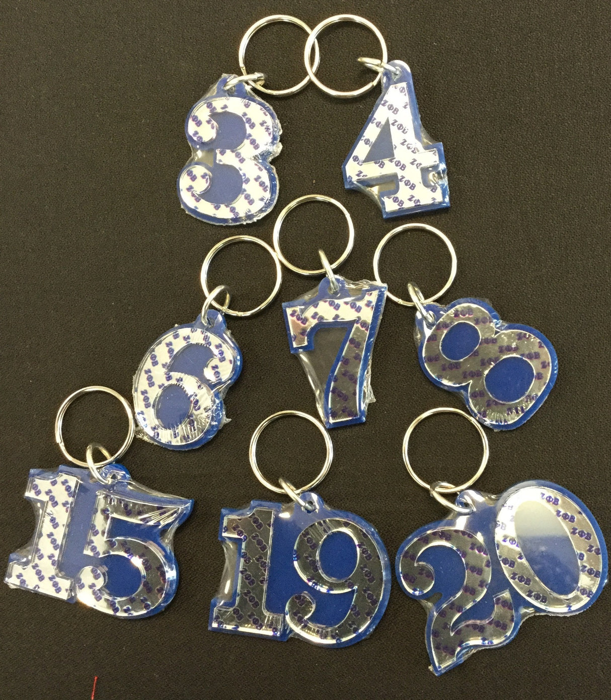 Zeta Single Number Keychain